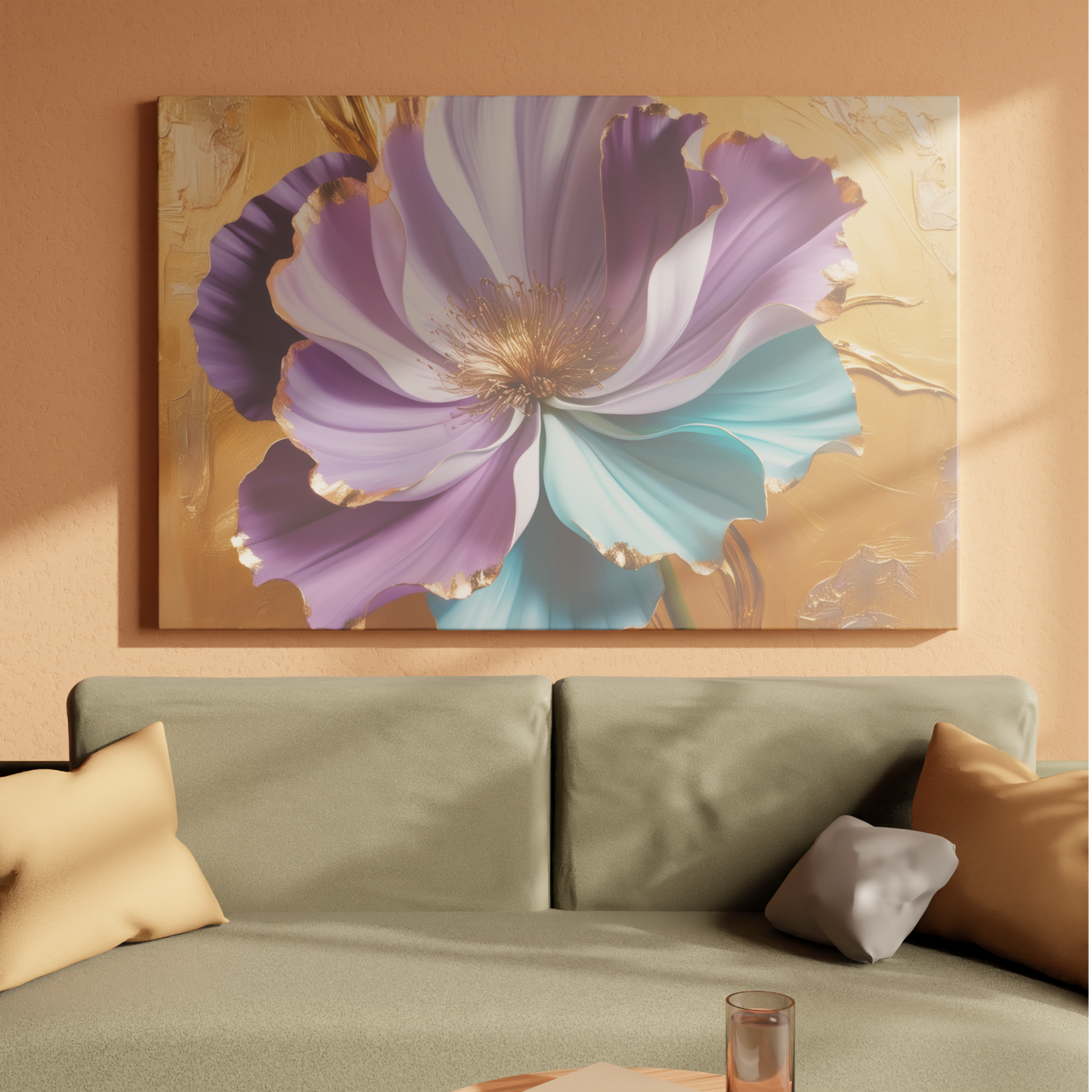 Floral Elegance: A Symphony in Gold and Lavender