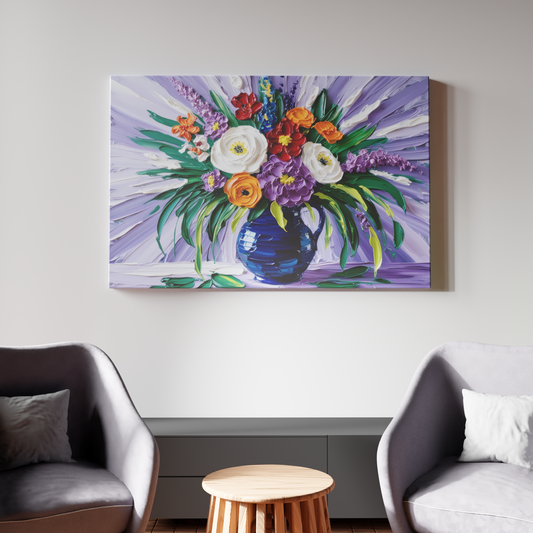 Vivid Blooms in a Midnight Vase