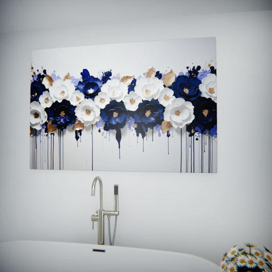 Cascade of Elegance: Blue and White Floral Symphony