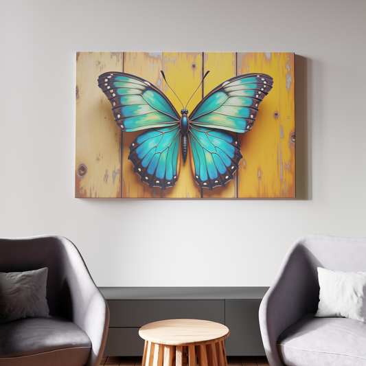 Vibrant Wings on Rustic Canvas