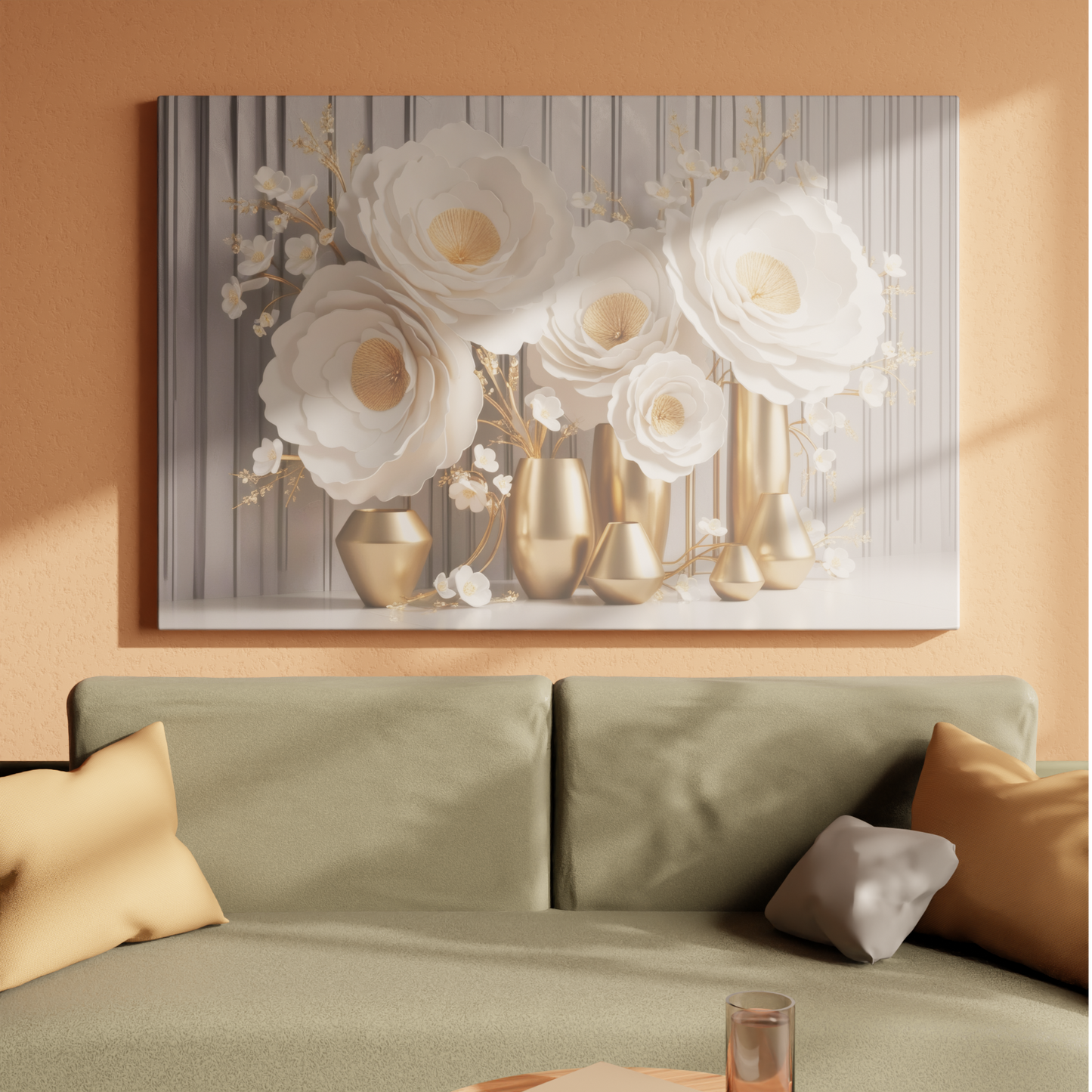 Ethereal Blossoms and Golden Vessels