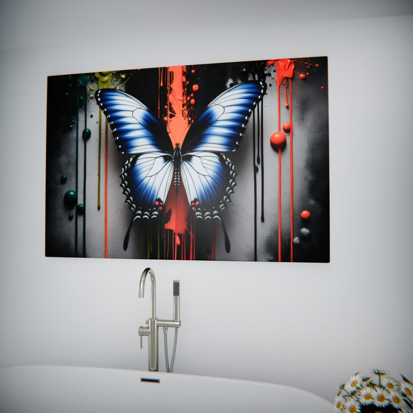 Vibrant Butterfly on Abstract Canvas