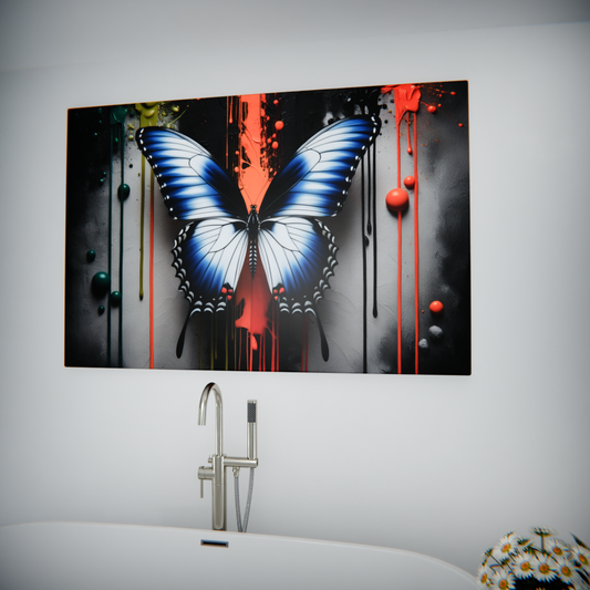 Vibrant Butterfly on Abstract Canvas