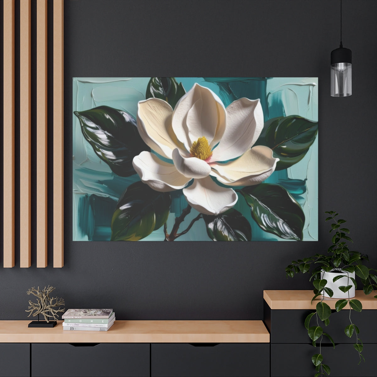 Magnolia Elegance on Teal