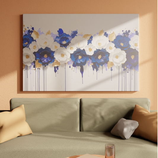 Cascade of Elegance: Blue and White Floral Symphony