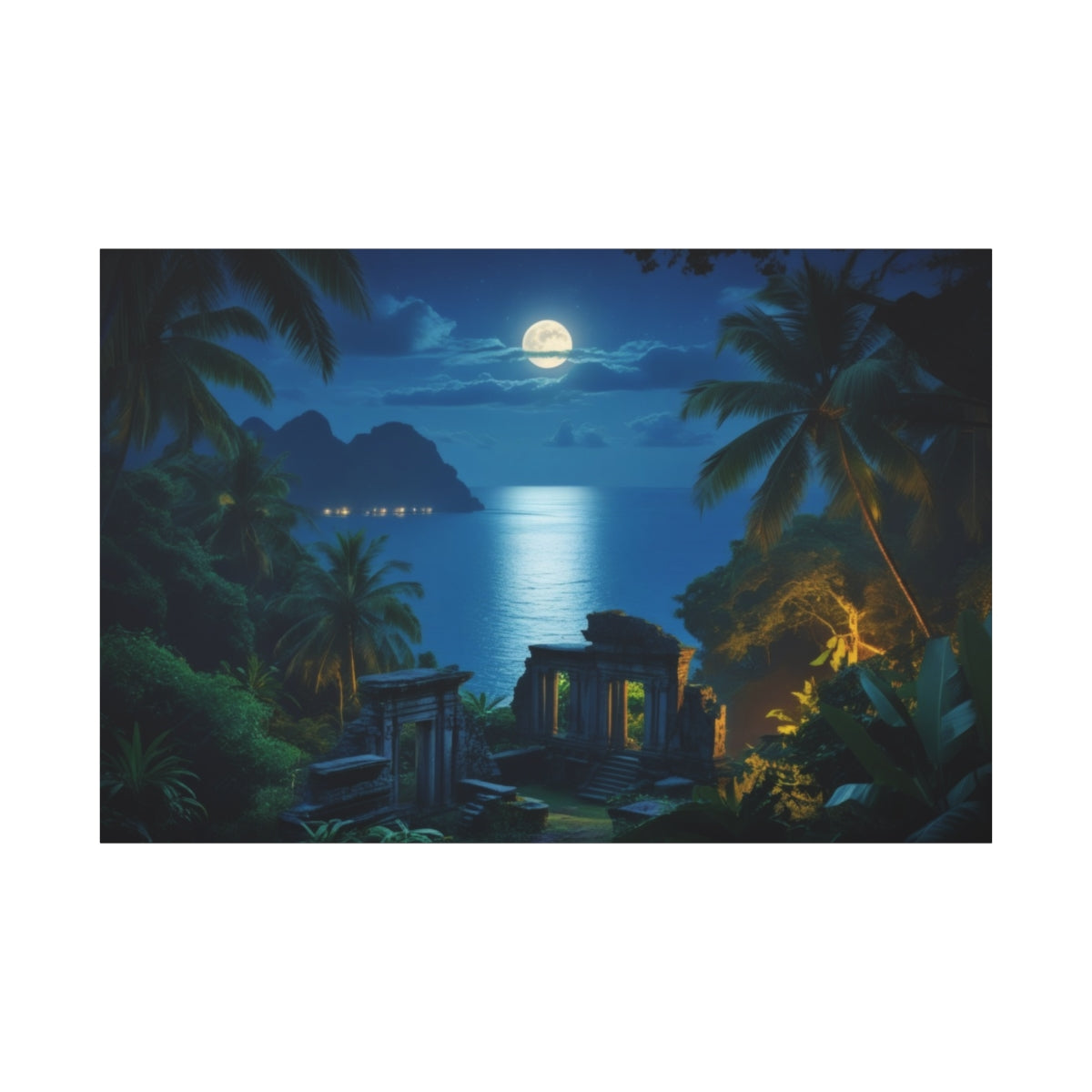 Moonlit Ruins by the Sea