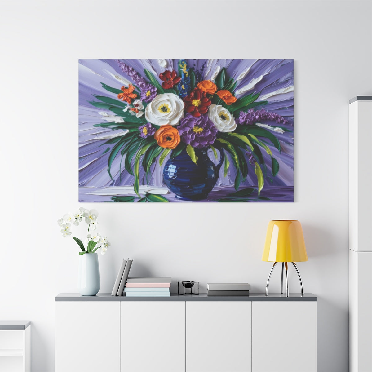 Vivid Blooms in a Midnight Vase