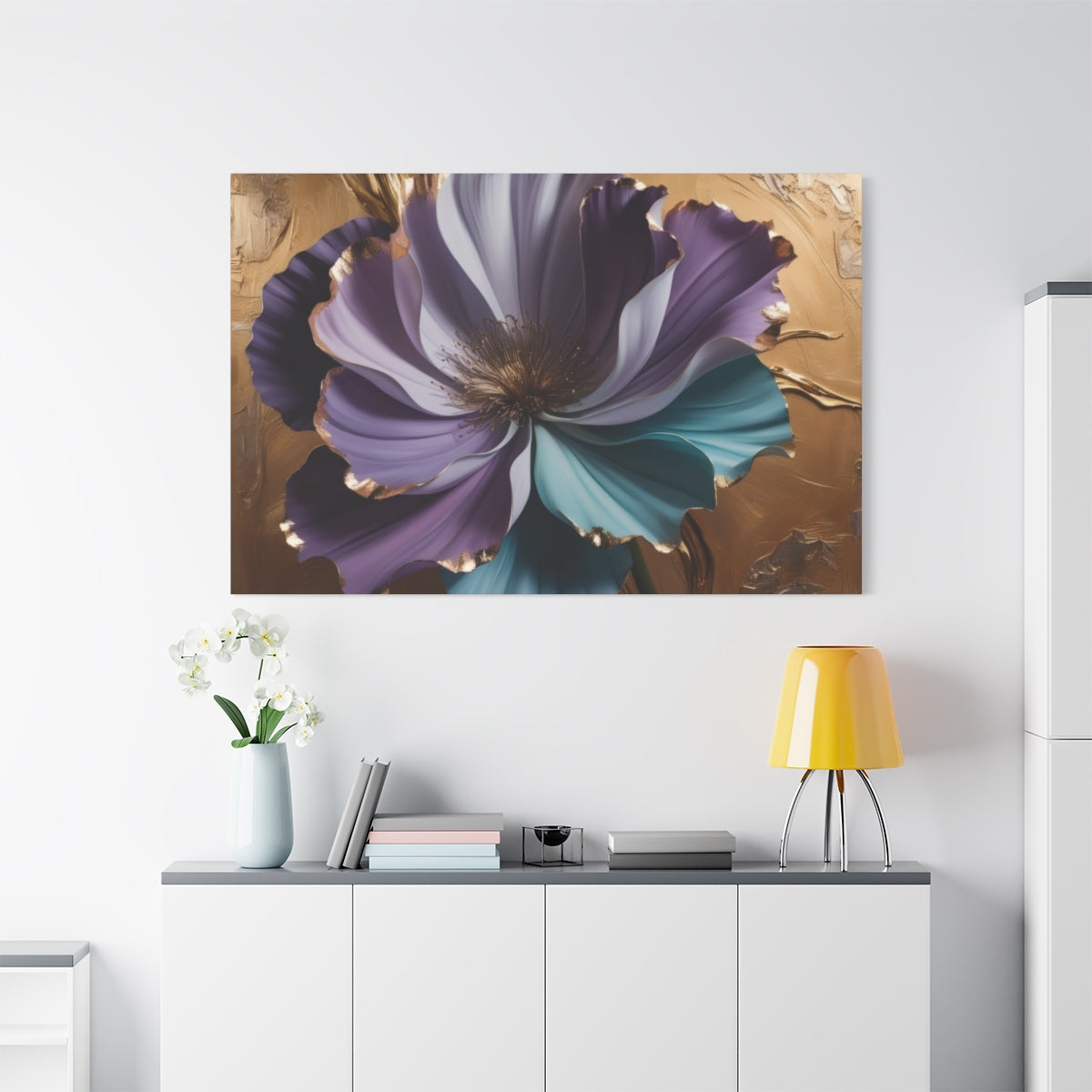Floral Elegance: A Symphony in Gold and Lavender