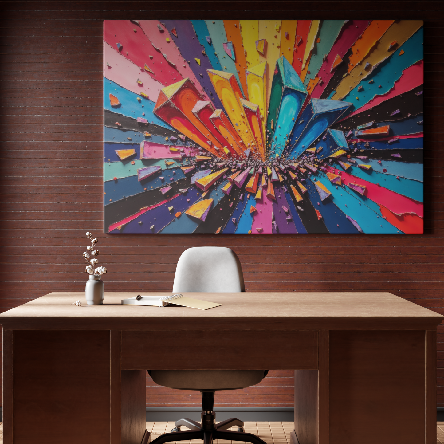 Explosive Spectrum: A Burst of Colorful Shapes