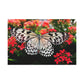 Butterfly Elegance on Scarlet Blooms