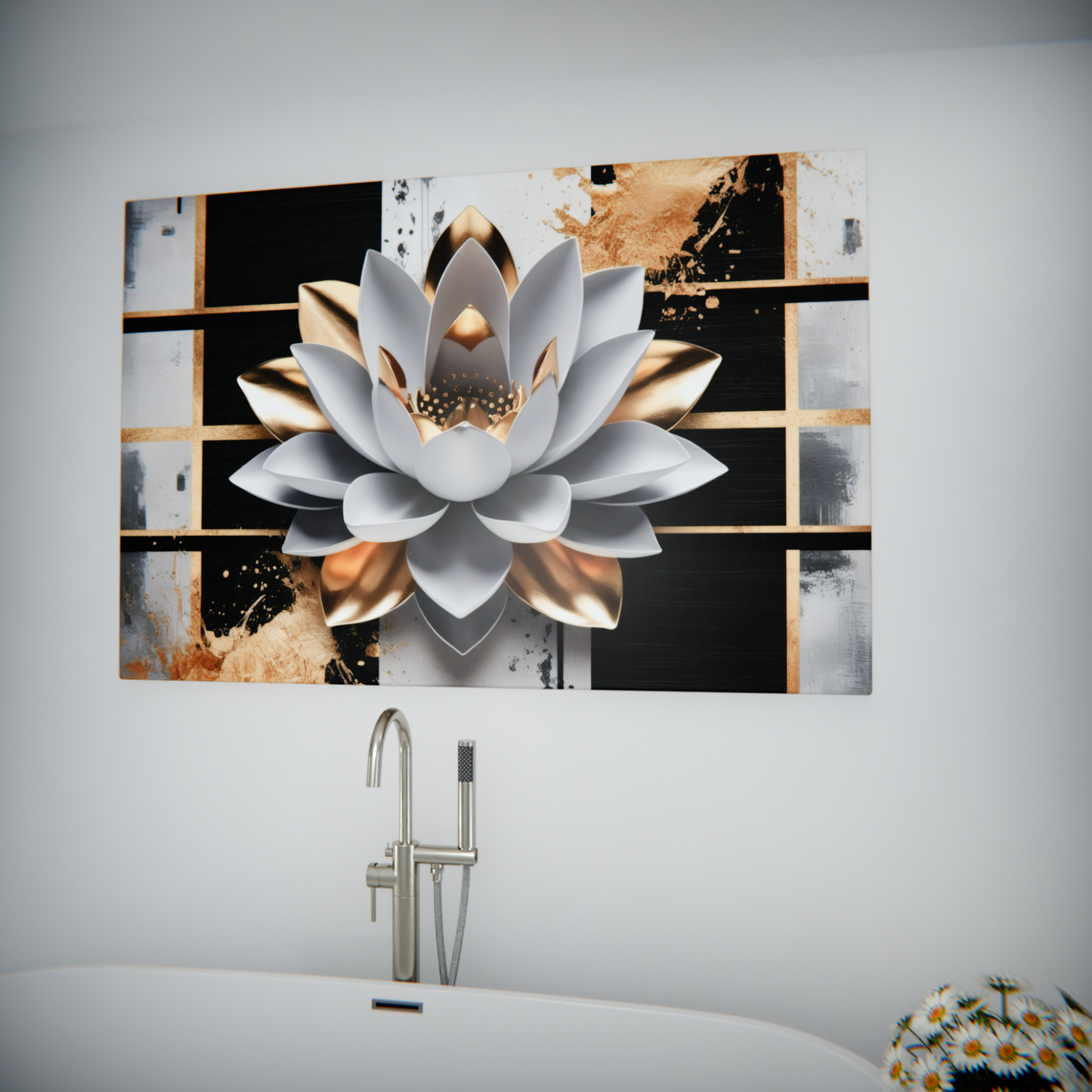 Lotus Elegance in Metallic Harmony