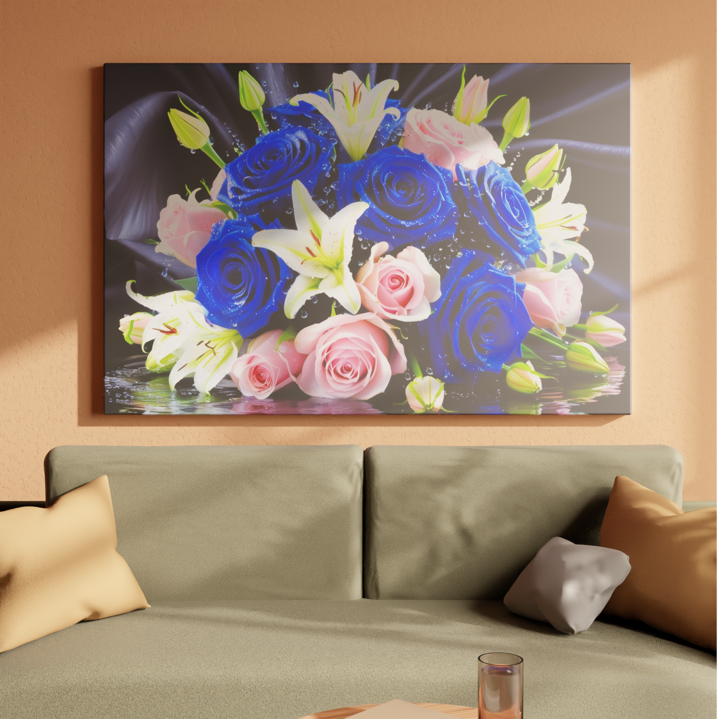 Floral Symphony of Blue and Pink