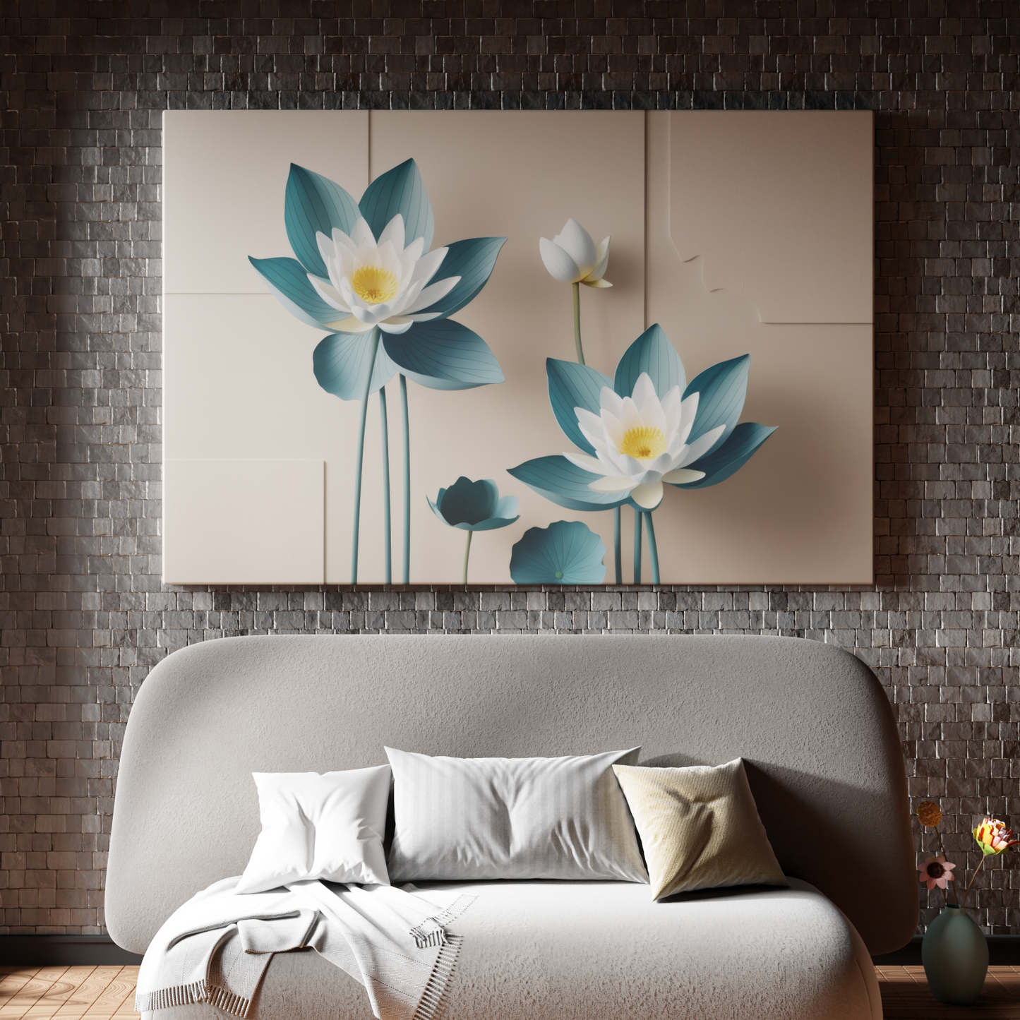 Enchanted Lotuses on Warm Canvas